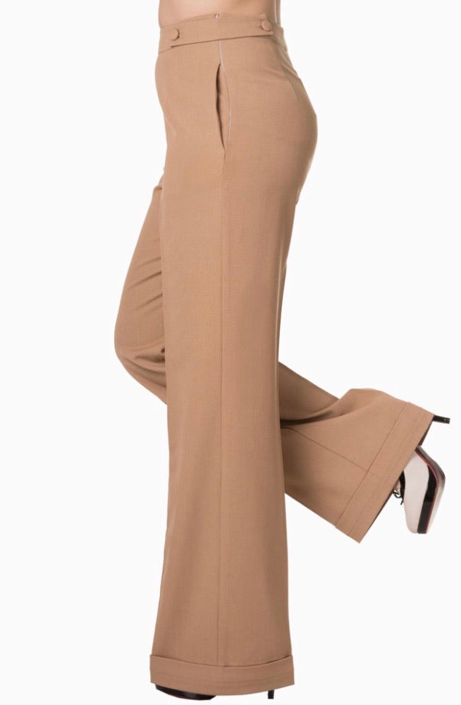 Party On High waisted Trousers Camel/Sand