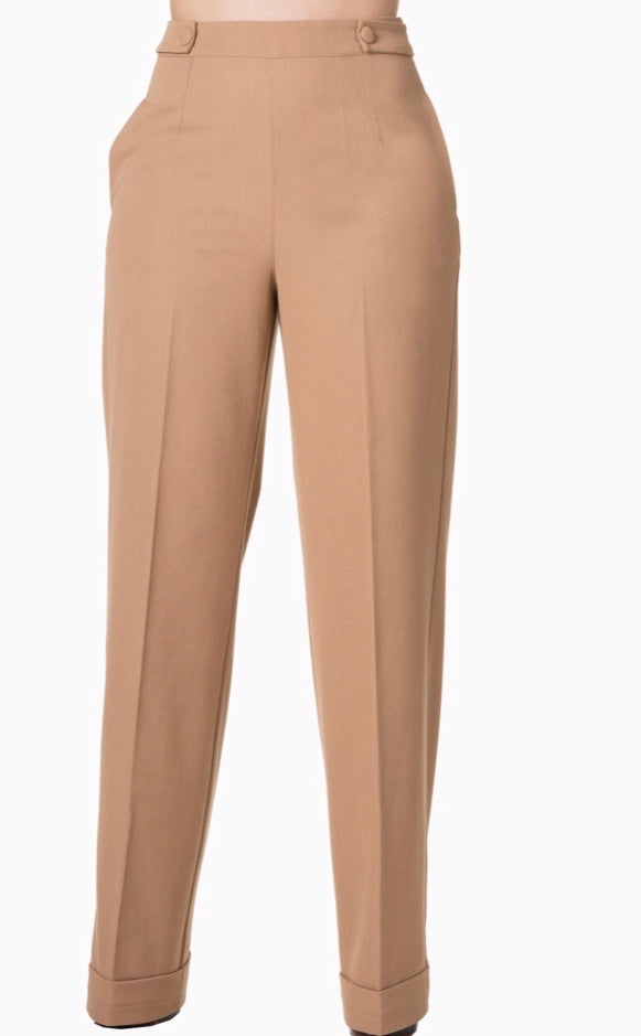 Party On High waisted Trousers Camel/Sand