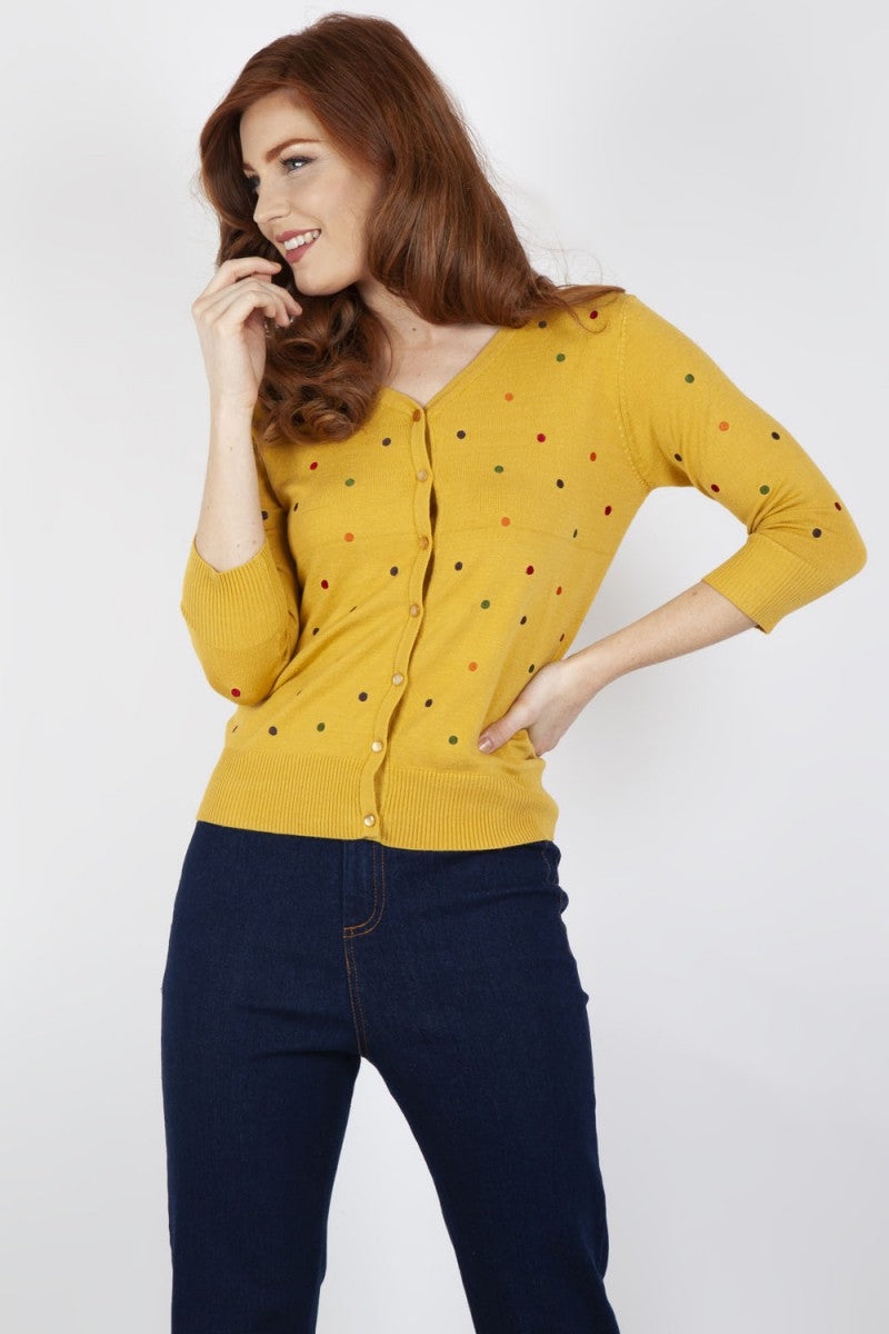 Mustard Polkadot Cardigan