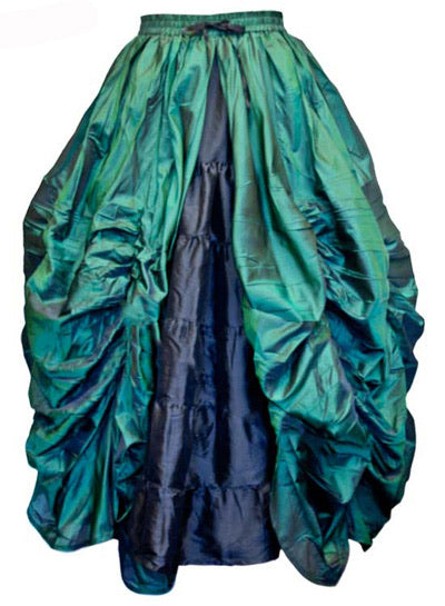 Gothic ruched Taffeta Skirt Green and Black