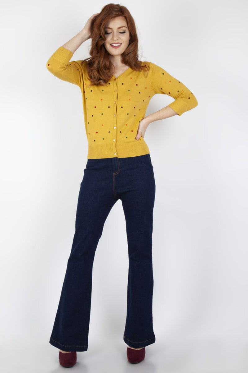 Mustard Polkadot Cardigan