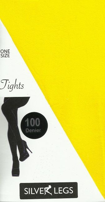 100 Denier Plain block colour Tights (Canary Yellow)