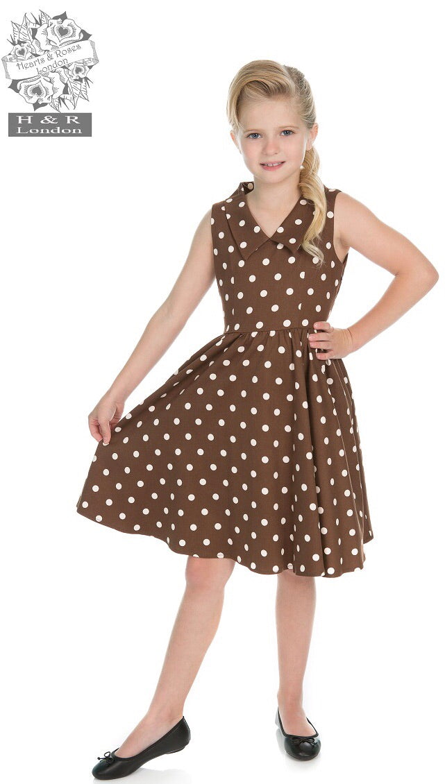 Children’s Brown Polkadot 40s/ 50s Dress