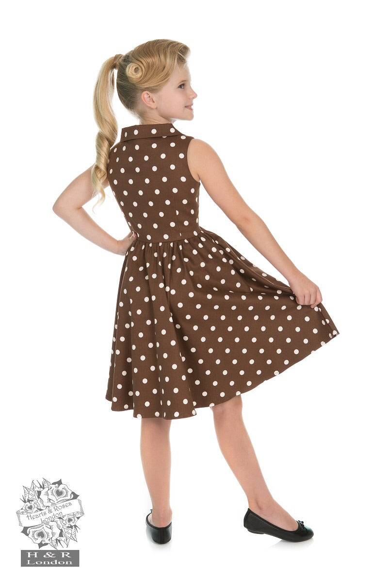 Children’s Brown Polkadot 40s/ 50s Dress