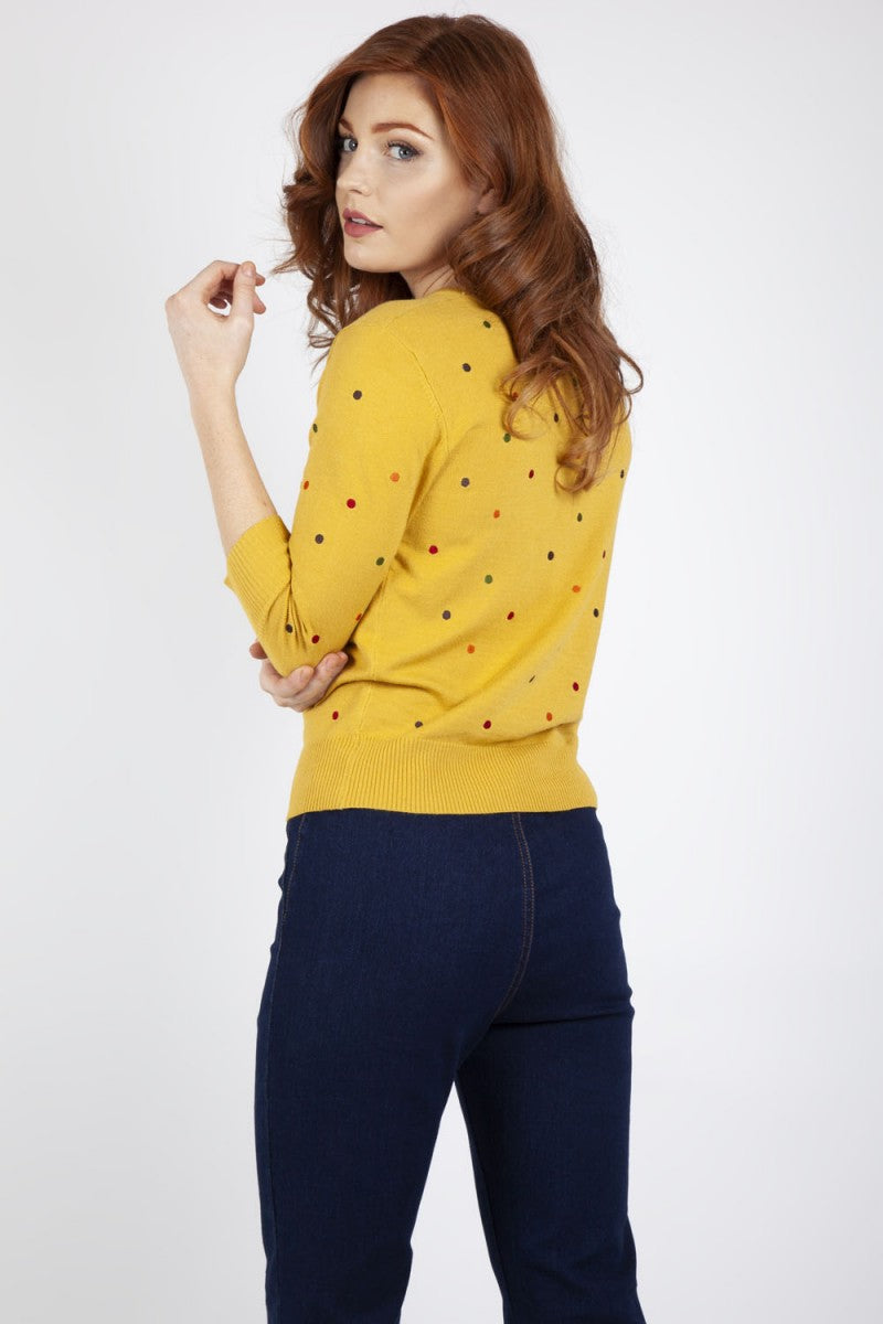 Mustard Polkadot Cardigan