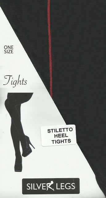 Black sheer tights with red seam