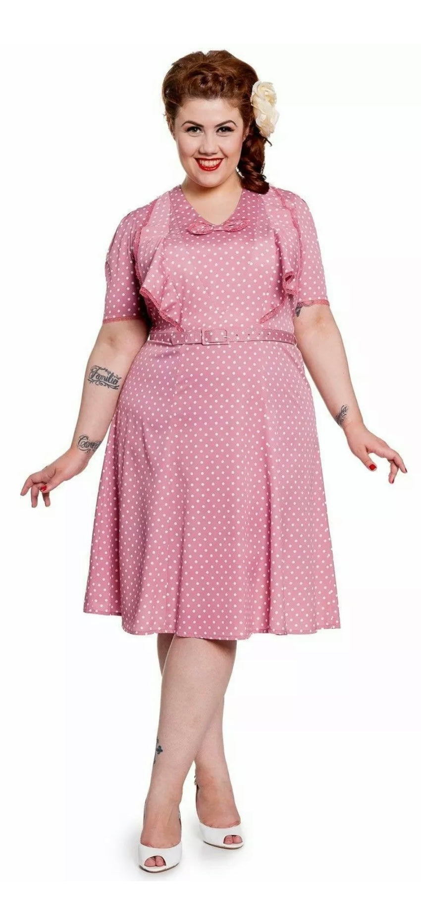 Jennifer pink  polka dot Tea Dress