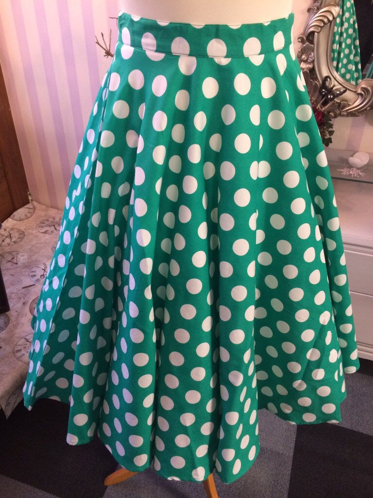 Full Circle Polka dot Green Skirt