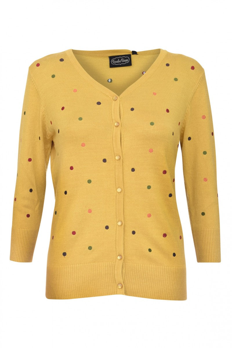 Mustard Polkadot Cardigan