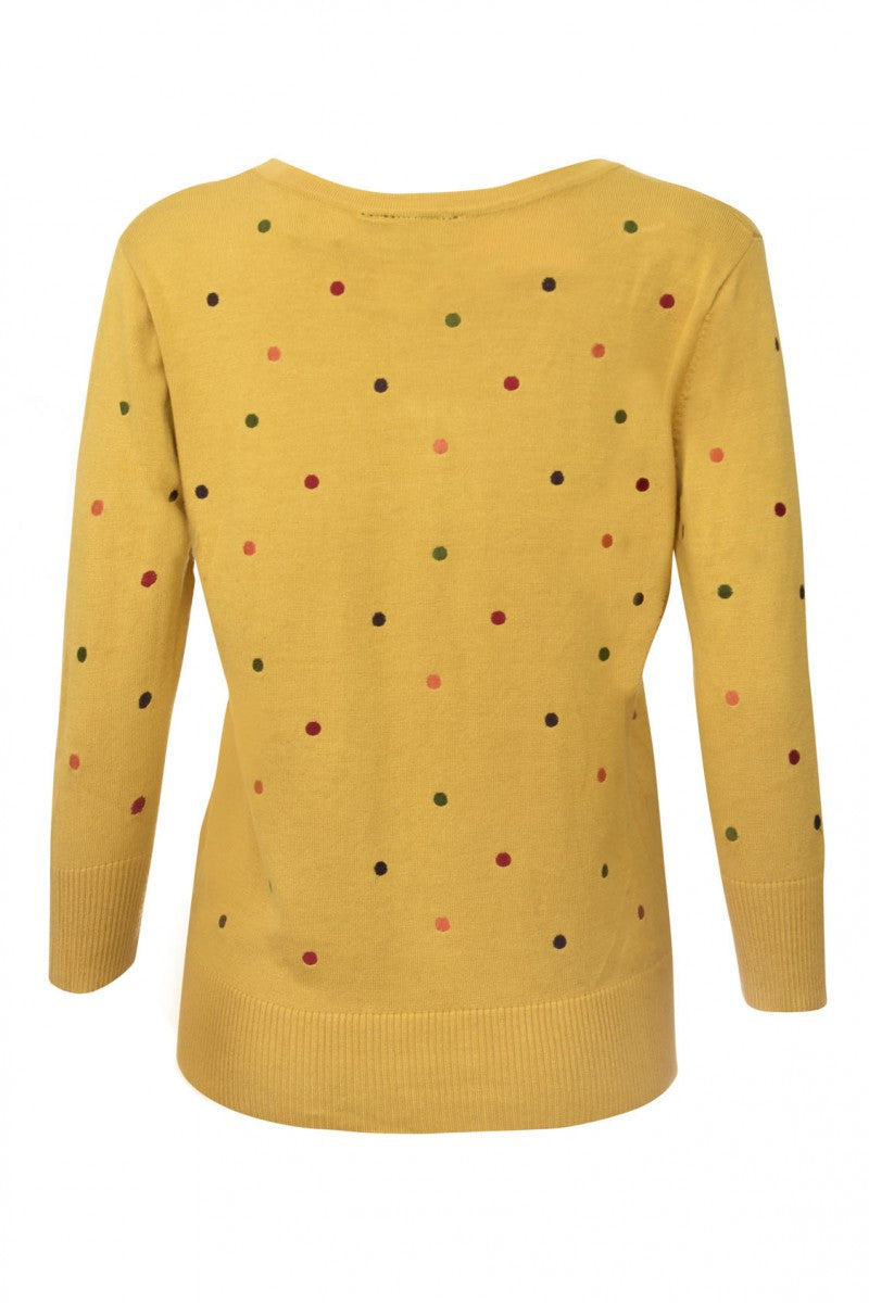 Mustard Polkadot Cardigan