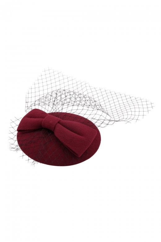 Bonny Bow Mini Hat Fascinator Burgundy Wine