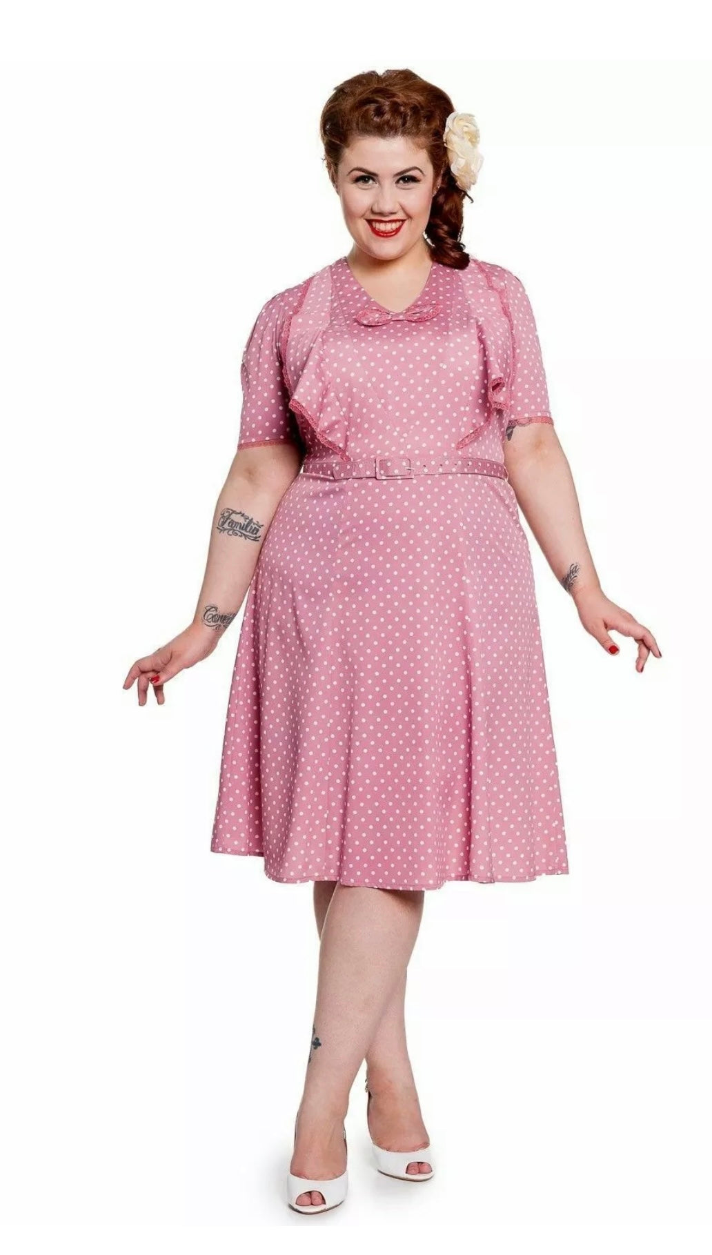 Jennifer pink  polka dot Tea Dress