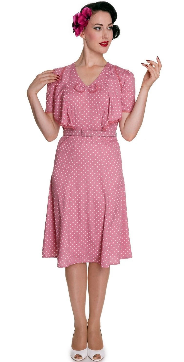 Jennifer pink  polka dot Tea Dress